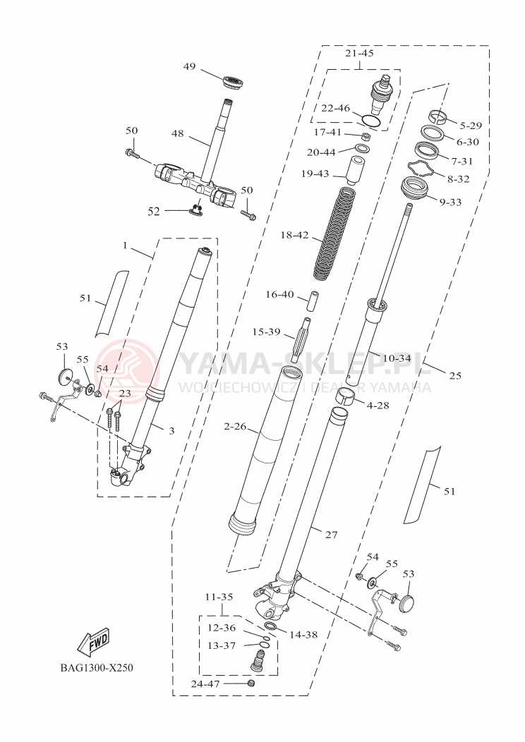 Schemat "Amortyzatory przód" do Yamaha TENERE 700 WORLD RAID