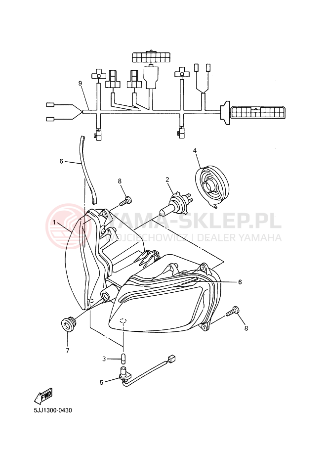 Schemat "Lampa przód" do Yamaha YZF-R1 R1