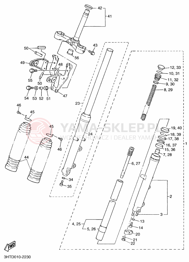 Schemat "Amortyzatory przód" do Yamaha SR400
