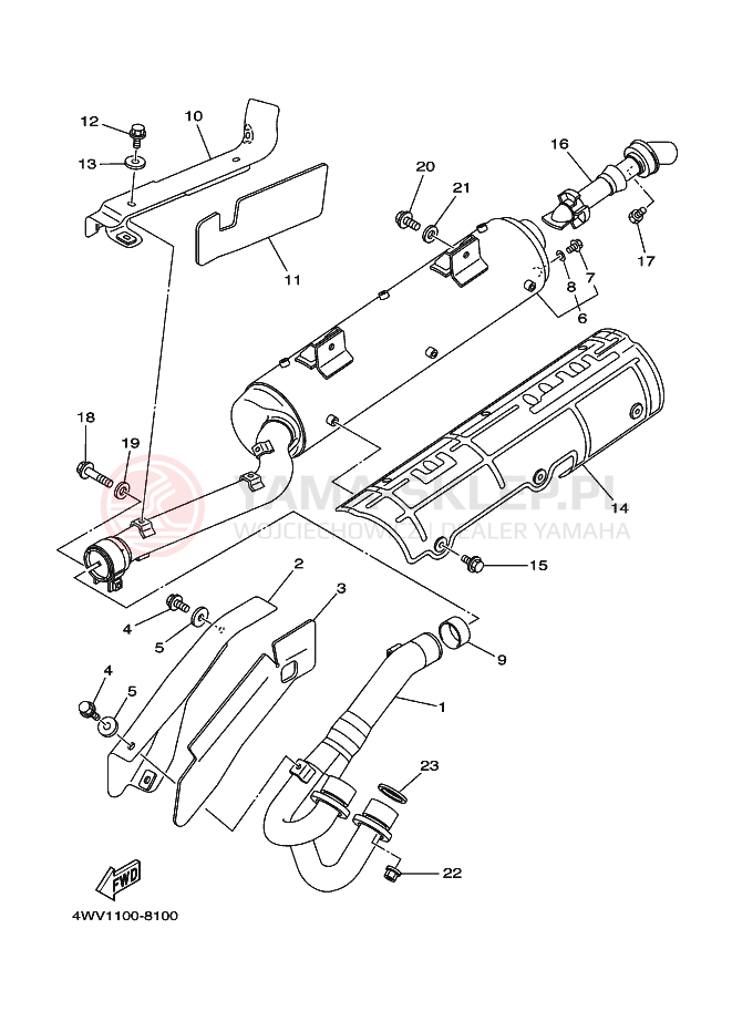 Schemat "Wydech końcowy" do Yamaha YFM600FWA