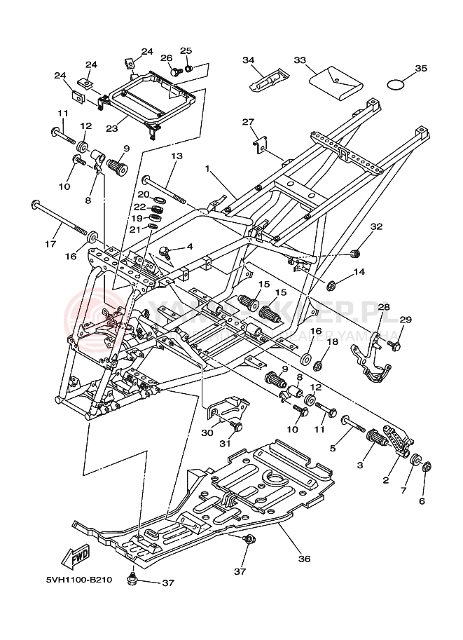 Schemat "rama" do Yamaha KODIAK 2WD