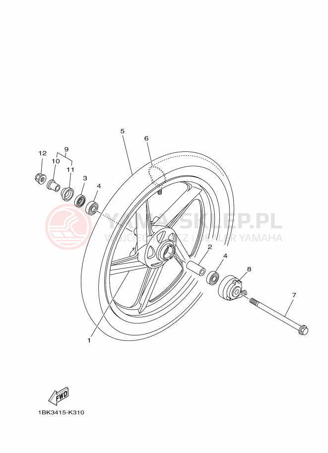 Schemat "Koło przód" do Yamaha YBR125E