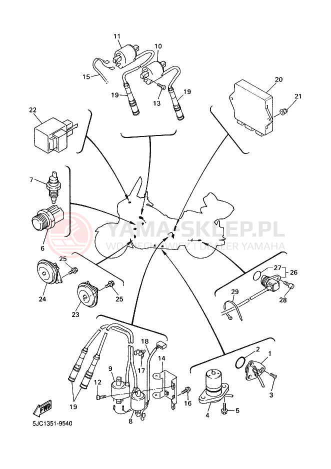 Schemat "układ elektryczny" do Yamaha XVZ13TF ROYALSTAR VENTURE