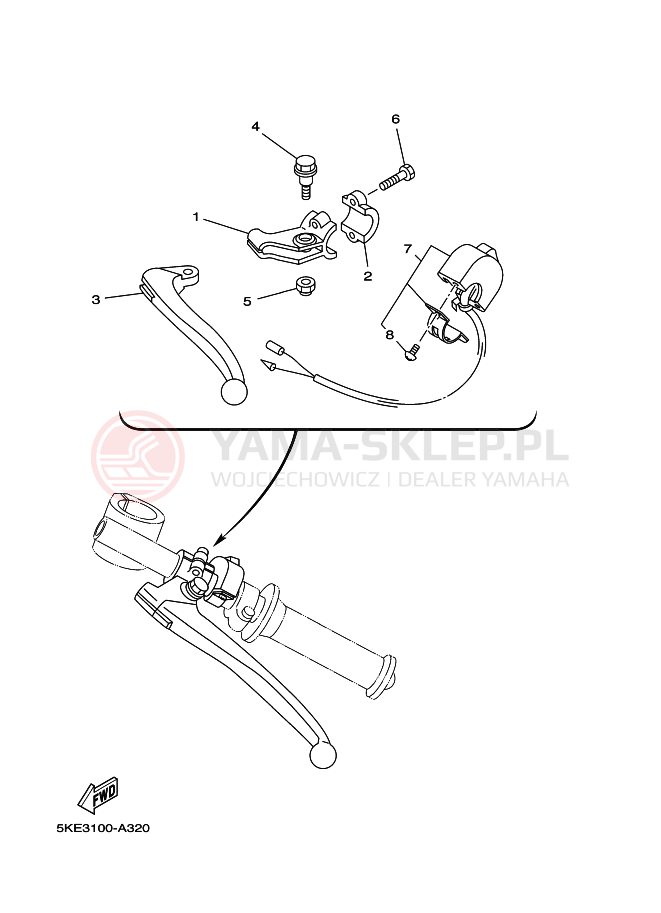 Schemat "Kierownica i osprzęt" do Yamaha TZ250