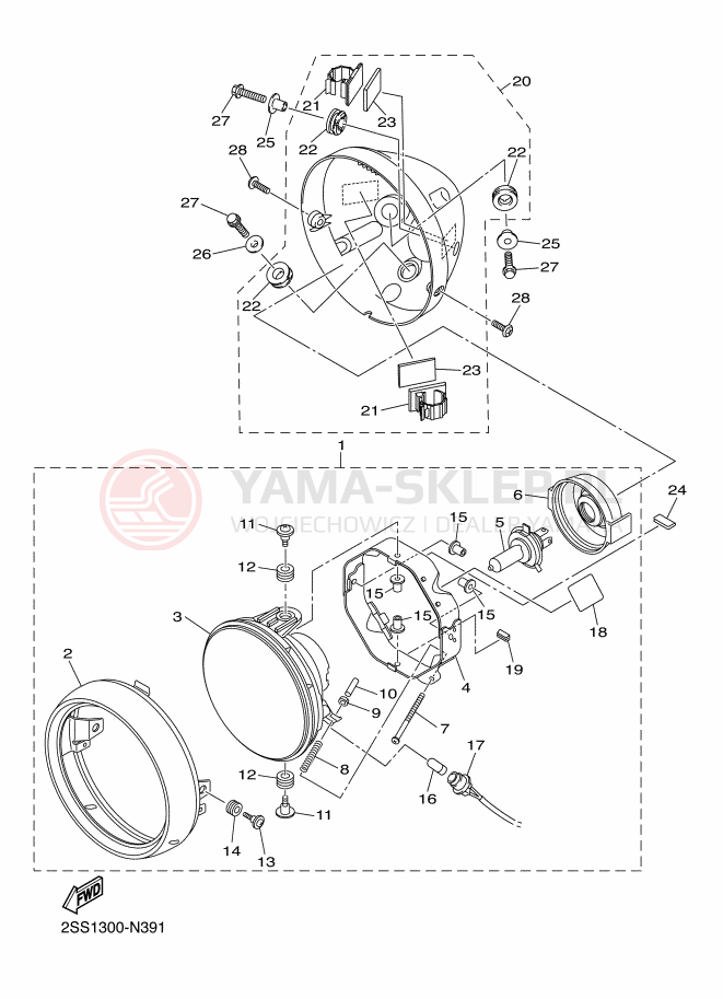 Schemat "Lampa przód" do Yamaha XVS1300CU