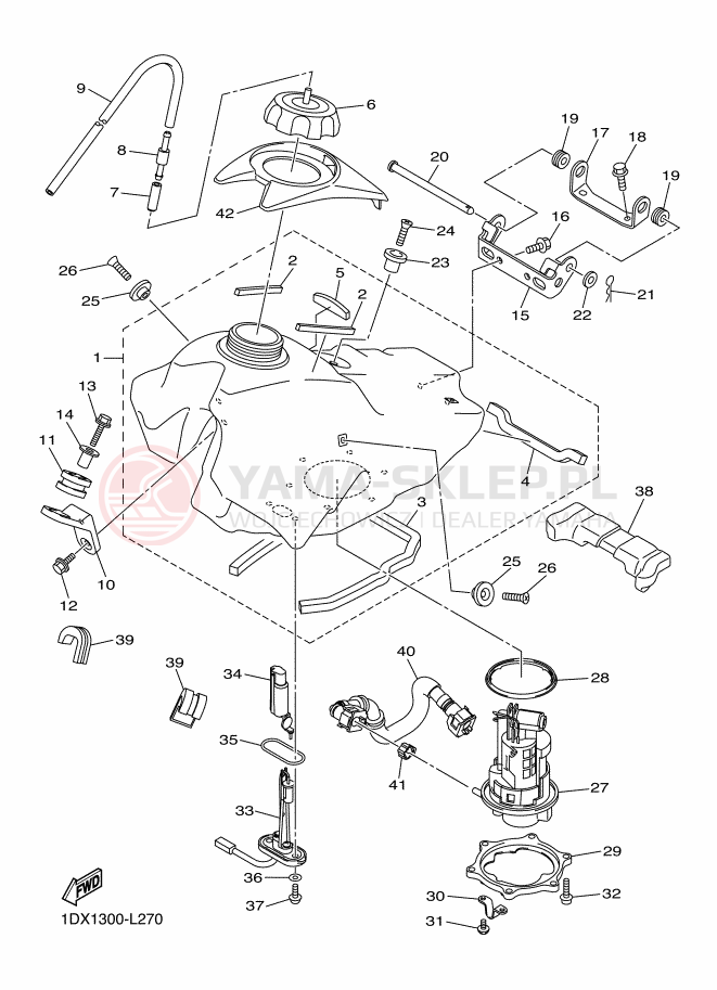 Schemat "zbiornik paliwa" do Yamaha WR450F