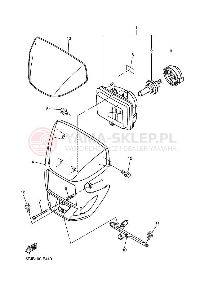 Schemat "Lampa przód" do Yamaha WR450F