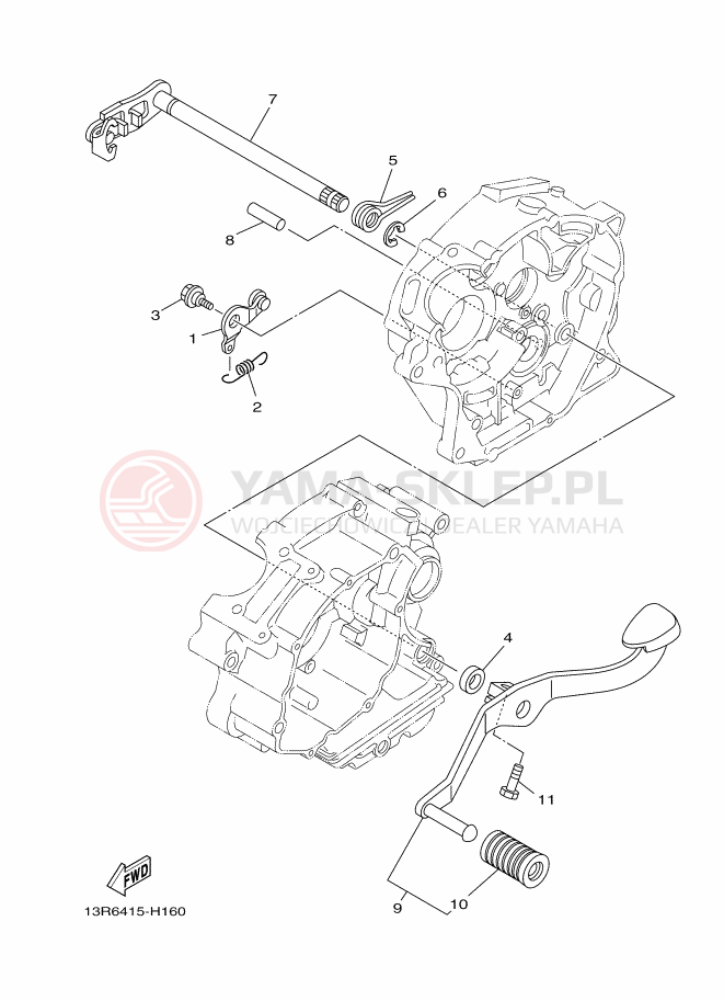 Schemat "Dźwignia zmiany biegów, wałek" do Yamaha YBR125EGS