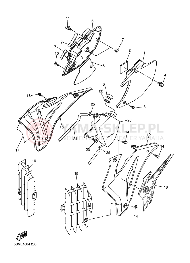 Schemat "Pokrywa boczna" do Yamaha WR450F