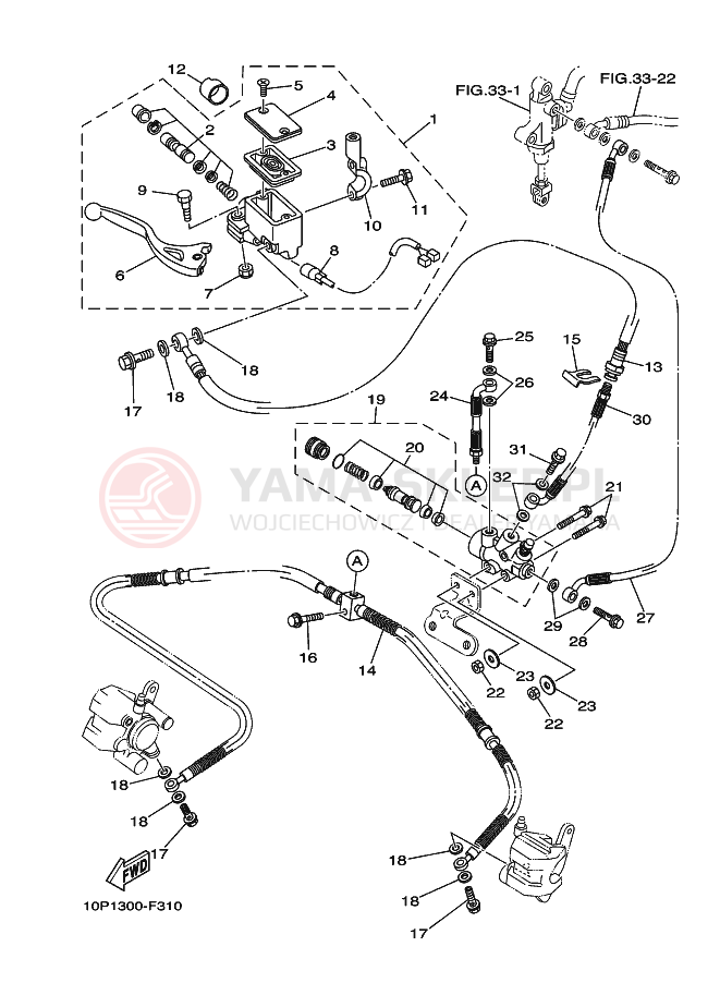 Schemat "Pompa hamulcowa przednia" do Yamaha YFM350R