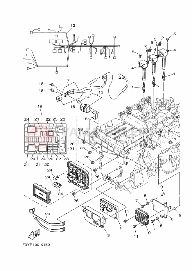Schemat "układ elektryczny" do Yamaha EX1050B-X