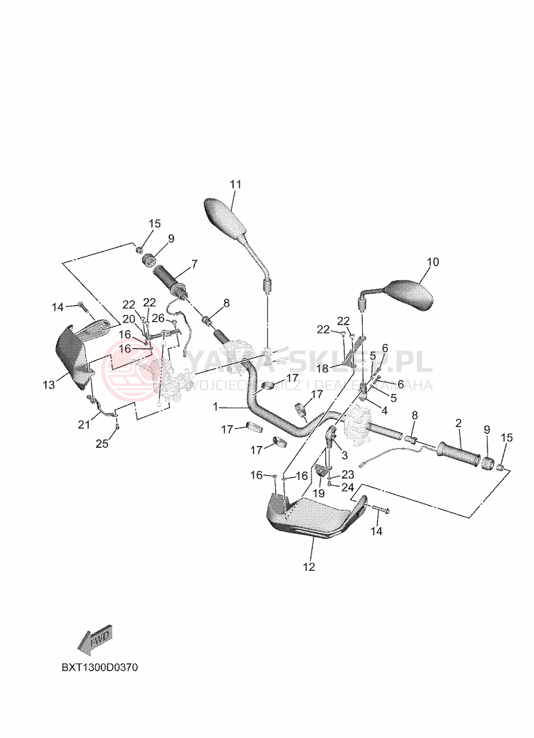 Schemat "Kierownica i osprzęt" do Yamaha TRACER 9 Y-AMT
