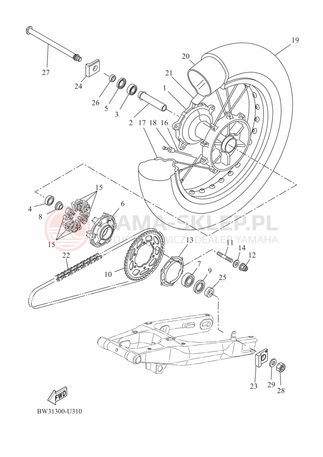 Schemat "Koło tył" do Yamaha TENERE 700 POLICE