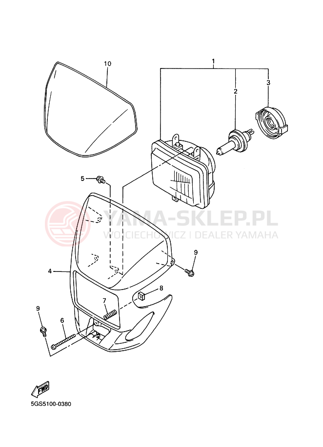 Schemat "Lampa przód" do Yamaha WR400F