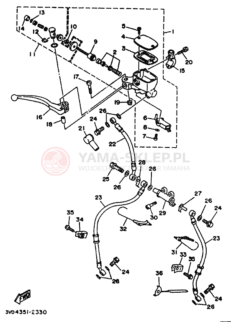 Schemat "Pompa hamulcowa przednia" do Yamaha TDM850