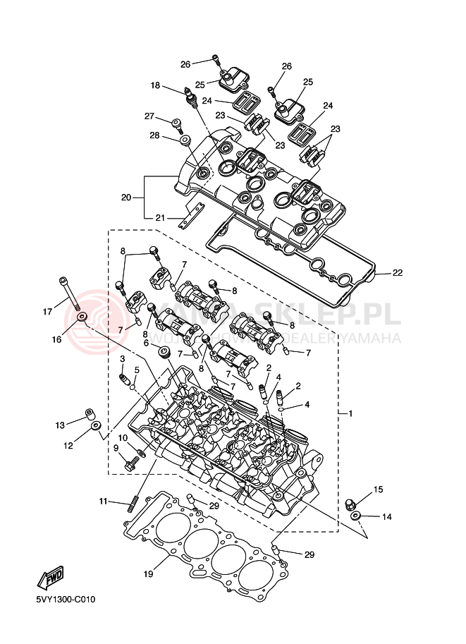 Schemat "głowica" do Yamaha YZF-R1