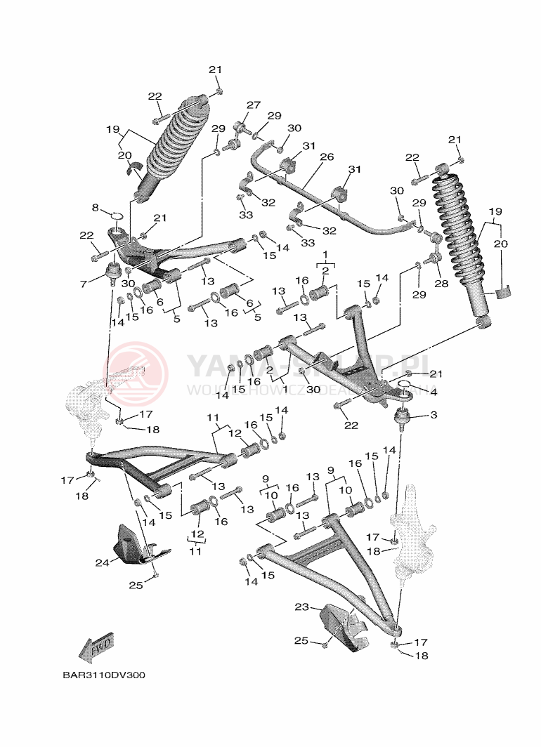 Schemat "Koło przód" do Yamaha WOLVERINE X4