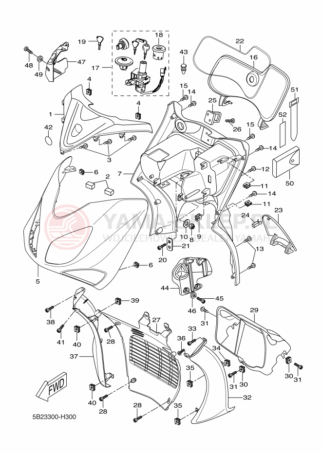Schemat "Nadwozie przód" do Yamaha VP250