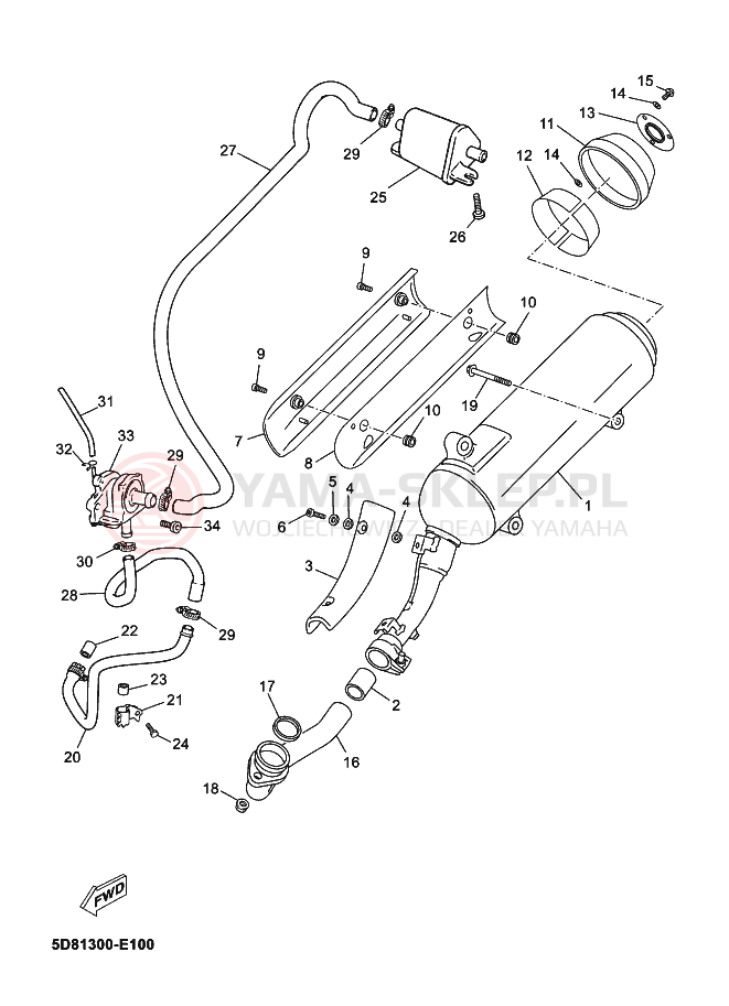Schemat "Wydech końcowy" do Yamaha MAJESTY 125