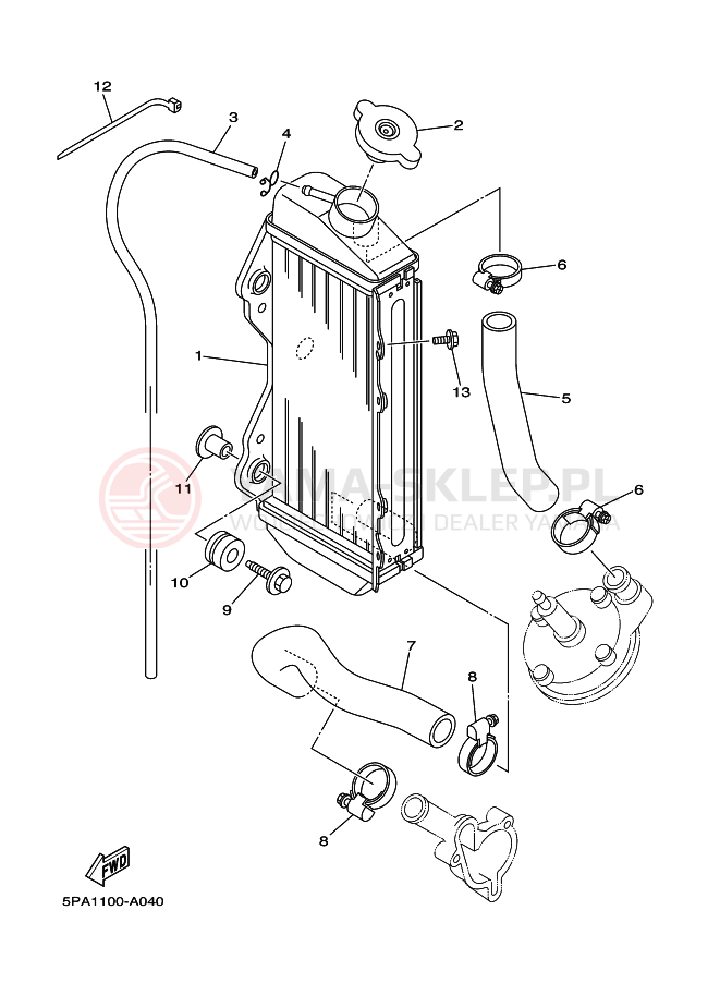 Schemat "Układ chlodzenia" do Yamaha YZ85