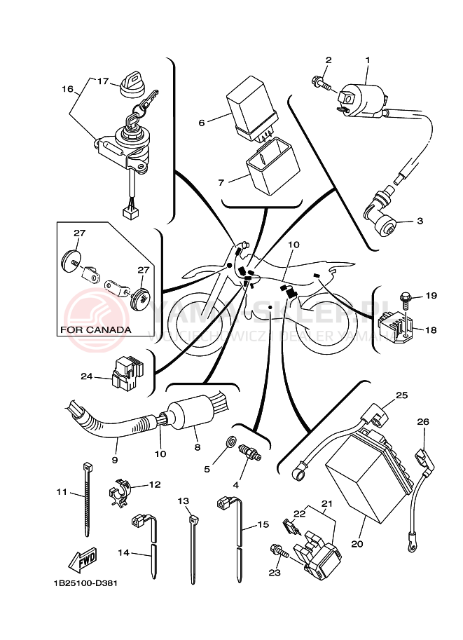 Schemat "układ elektryczny" do Yamaha TT-R125E