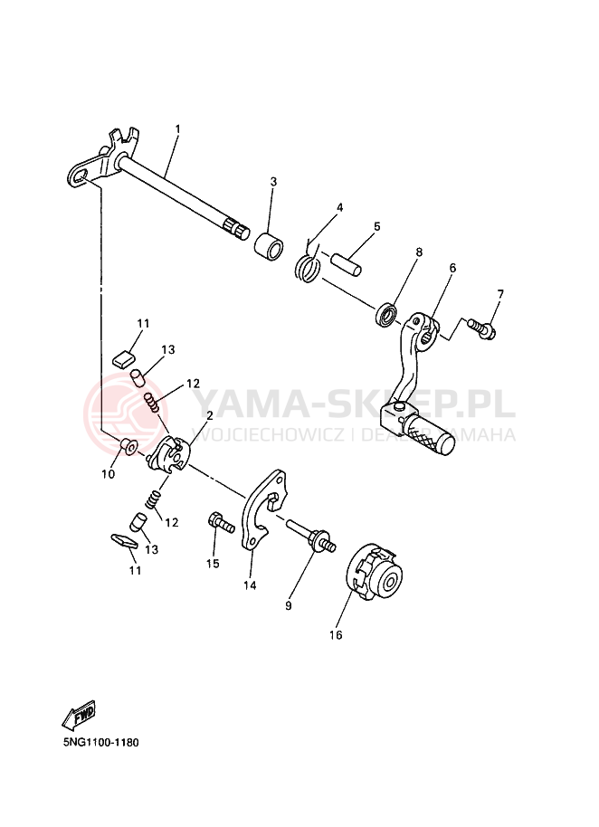 Schemat "Dźwignia zmiany biegów, wałek" do Yamaha WR450F
