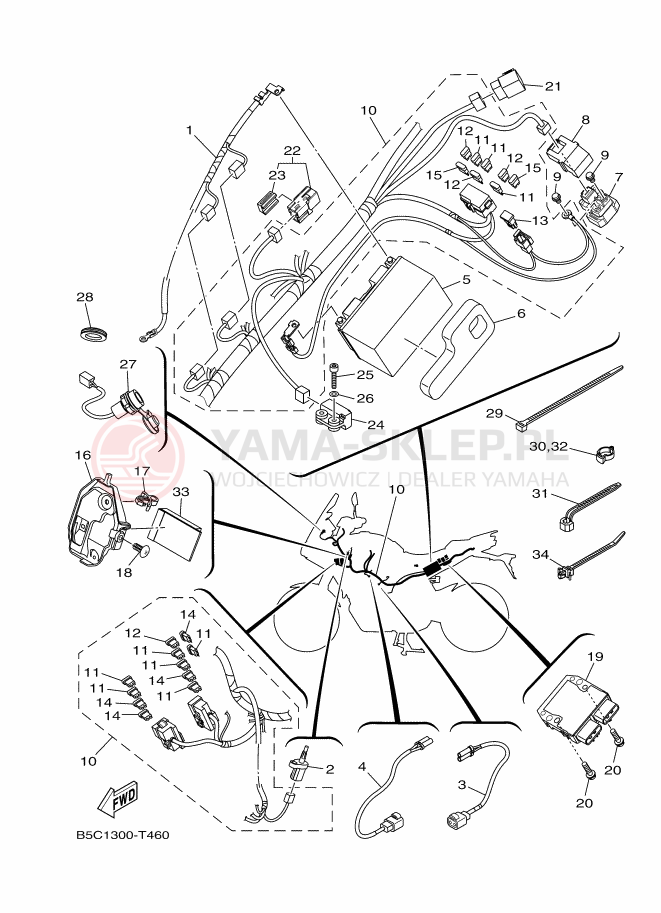 Schemat "układ elektryczny" do Yamaha TRACER 900