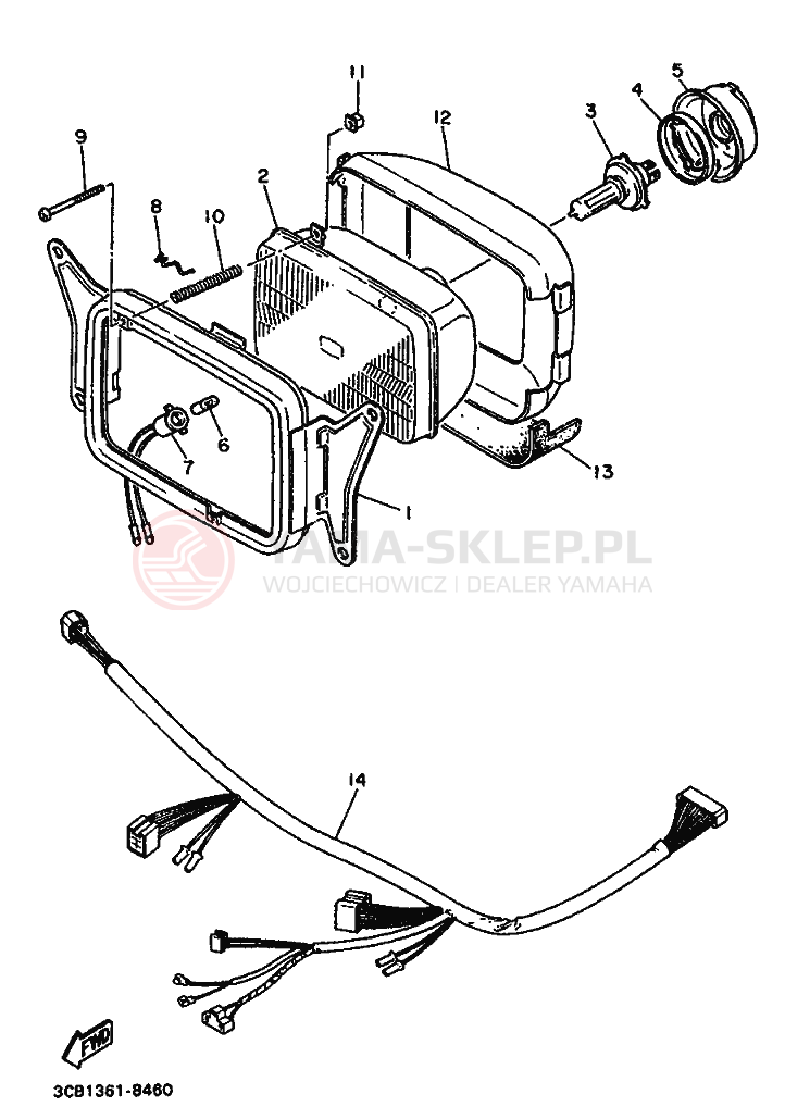Schemat "Lampa przód" do Yamaha FZR1000