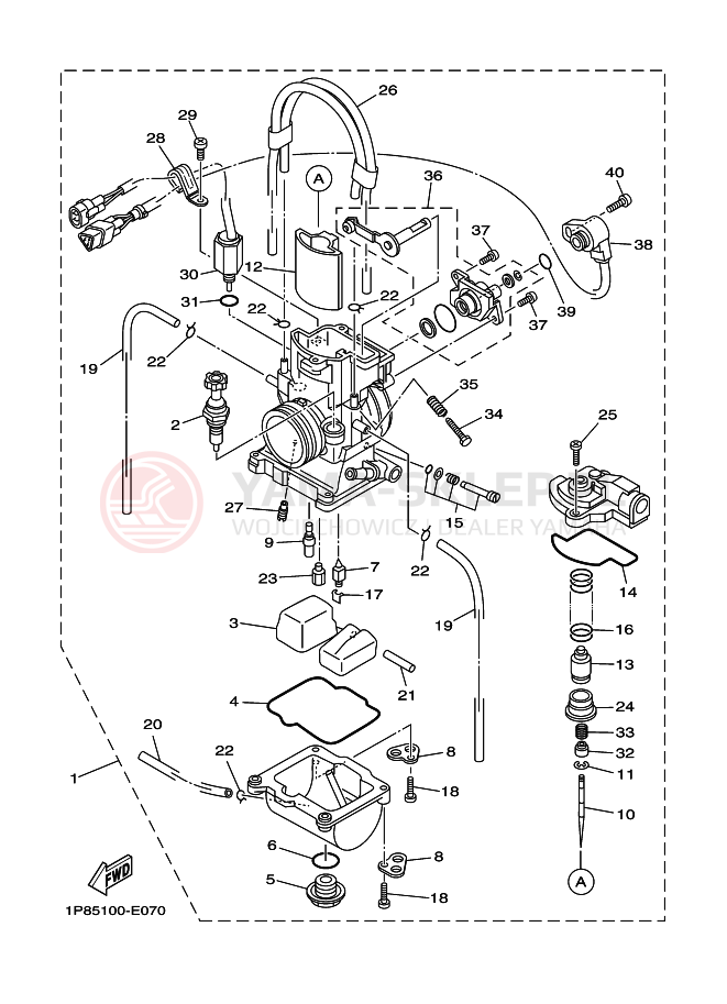 Schemat "Gaźnik" do Yamaha YZ250X