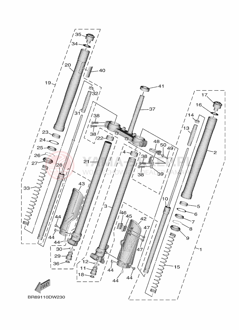 Schemat "Amortyzatory przód" do Yamaha YZ65
