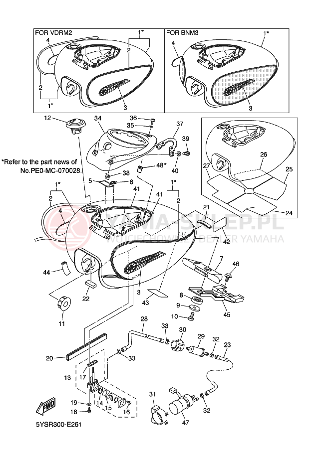 Schemat "zbiornik paliwa" do Yamaha XVS1100A DRAGSTAR 1100 CLASSIC