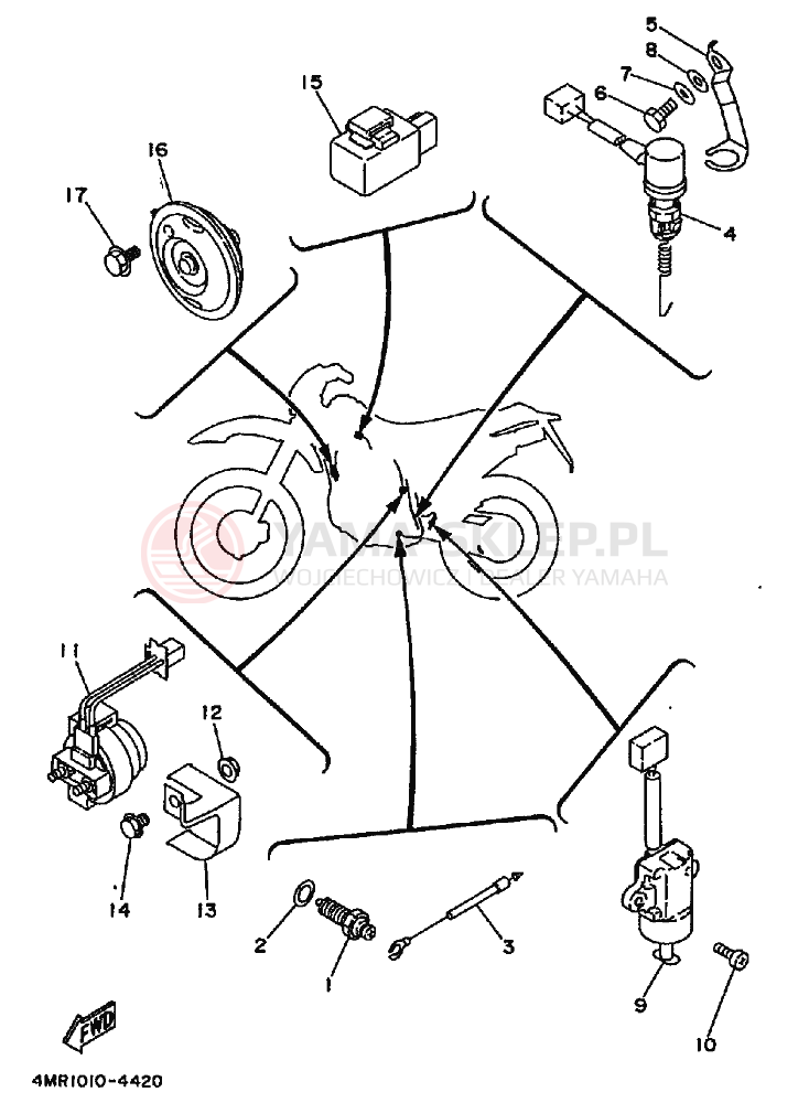 Schemat "układ elektryczny" do Yamaha TT250R TT250RF