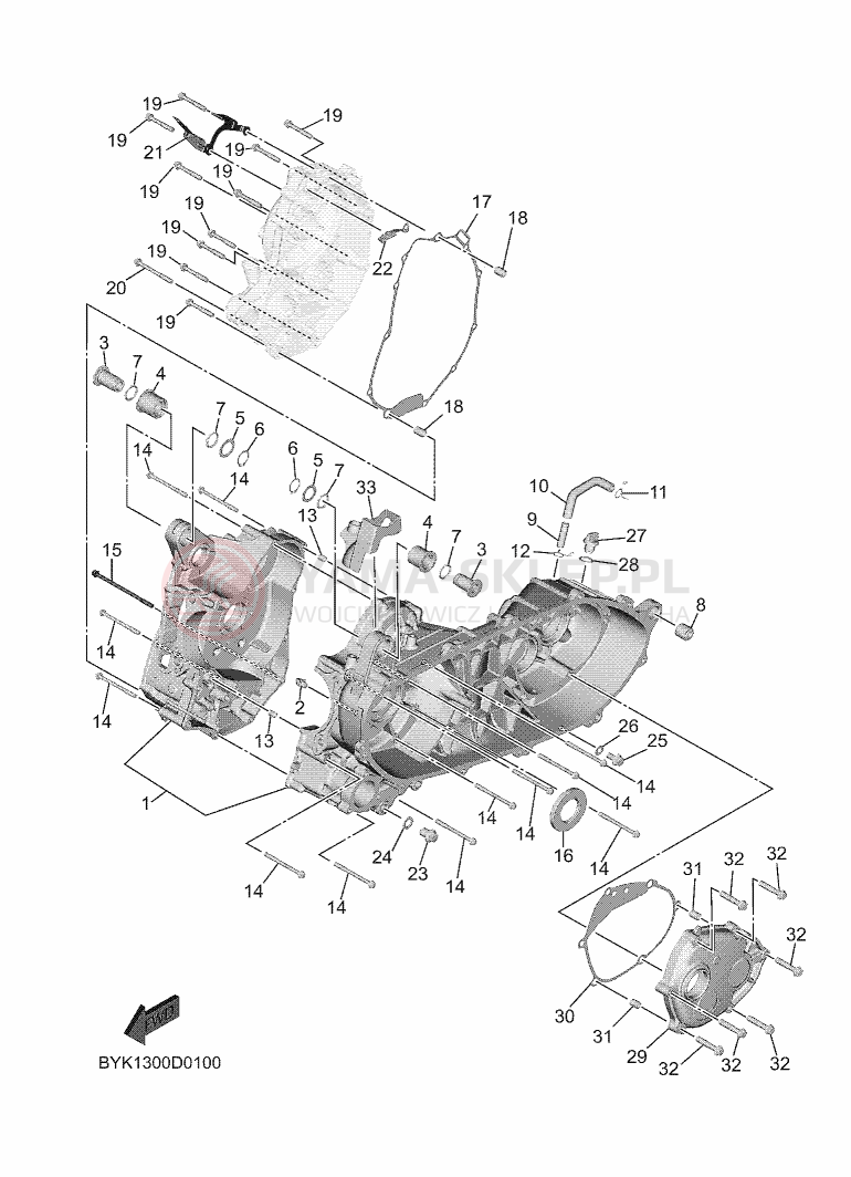Schemat "Pokrywa silnika" do Yamaha TRICITY 300