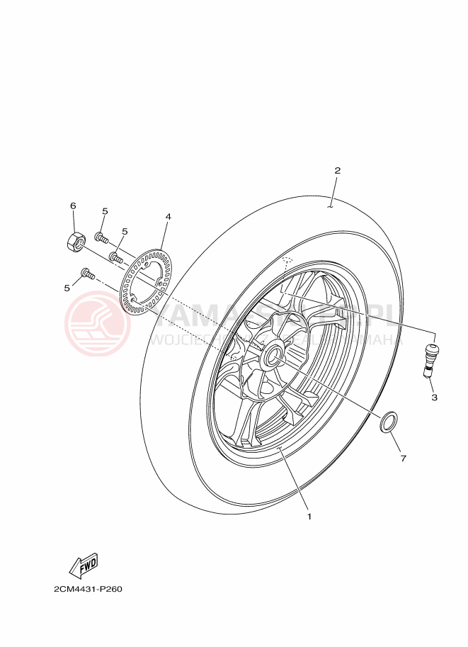 Schemat "Koło tył" do Yamaha TRICITY 125