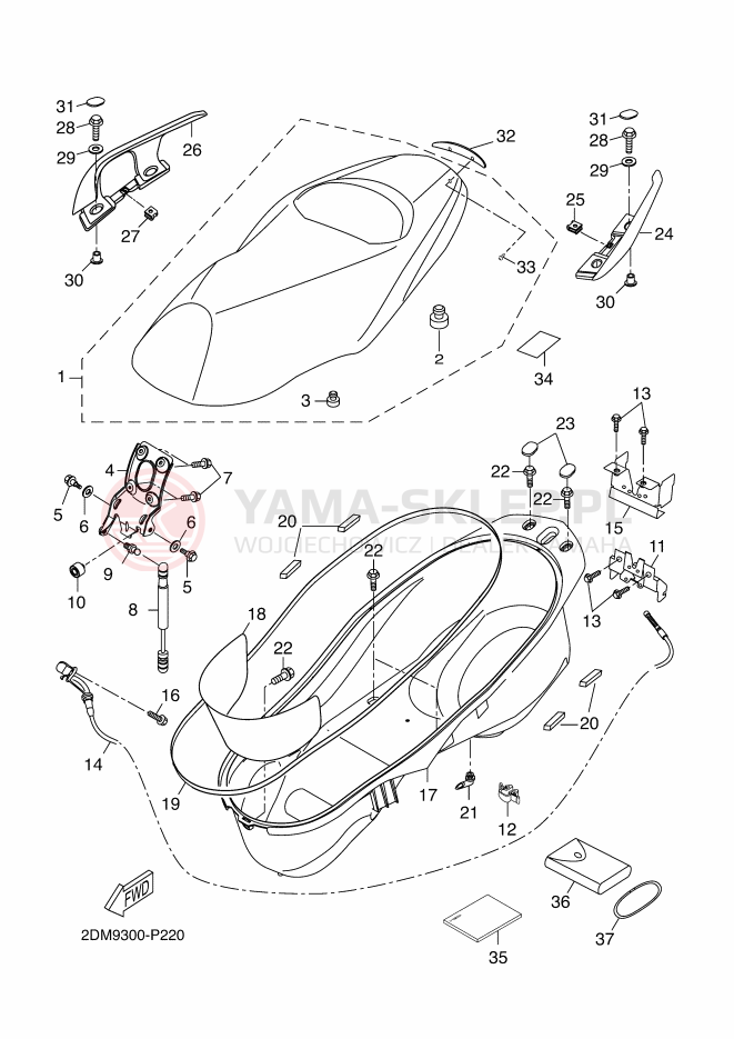 Schemat "siedzenie" do Yamaha X-MAX 250