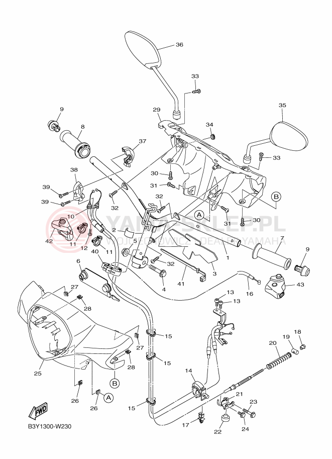 Schemat "Kierownica i osprzęt" do Yamaha D'ELIGHT