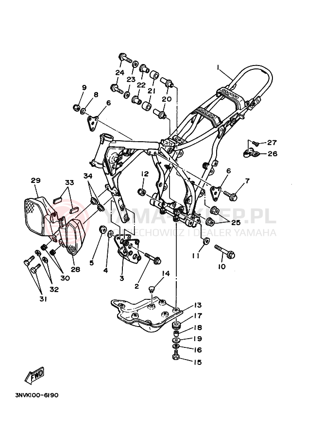 Schemat "rama" do Yamaha XT350