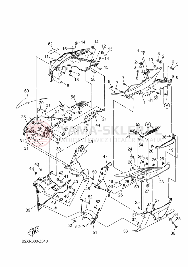 Schemat "Obudowa silnika" do Yamaha R3