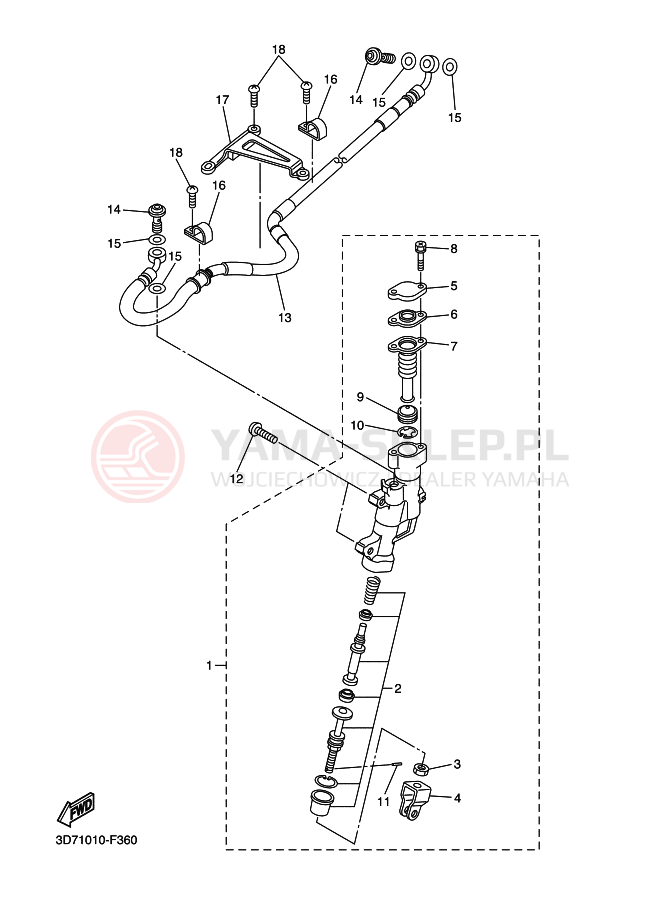 Schemat "Pompa hamulcowa tył" do Yamaha WR250X