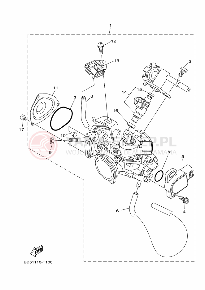 Schemat "Układ wtryskowy" do Yamaha KODIAK 450