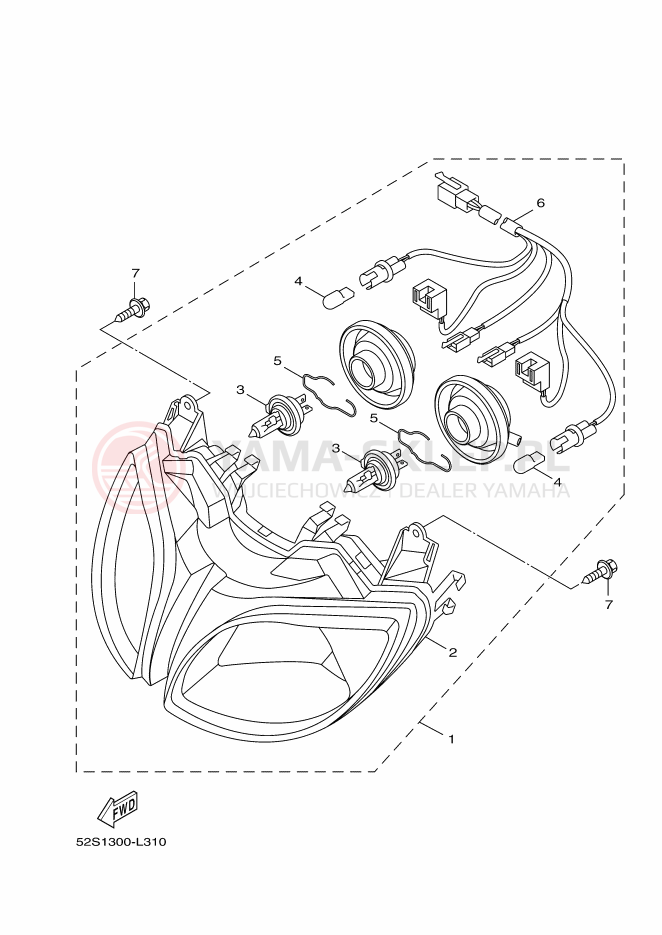 Schemat "Lampa przód" do Yamaha XENTER 150