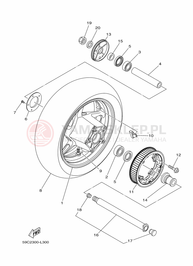 Schemat "Koło tył" do Yamaha XP500A