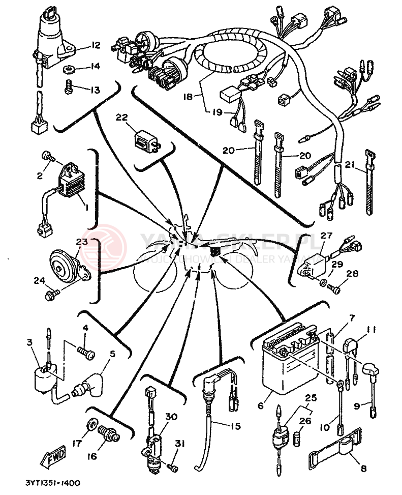Schemat "układ elektryczny" do Yamaha XT350