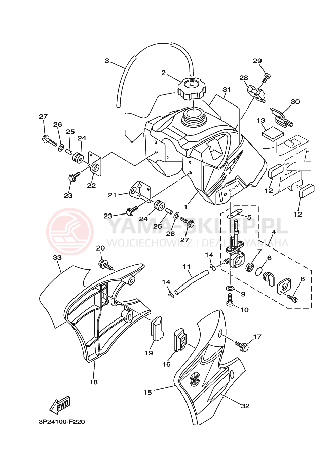 Schemat "zbiornik paliwa" do Yamaha TT-R90
