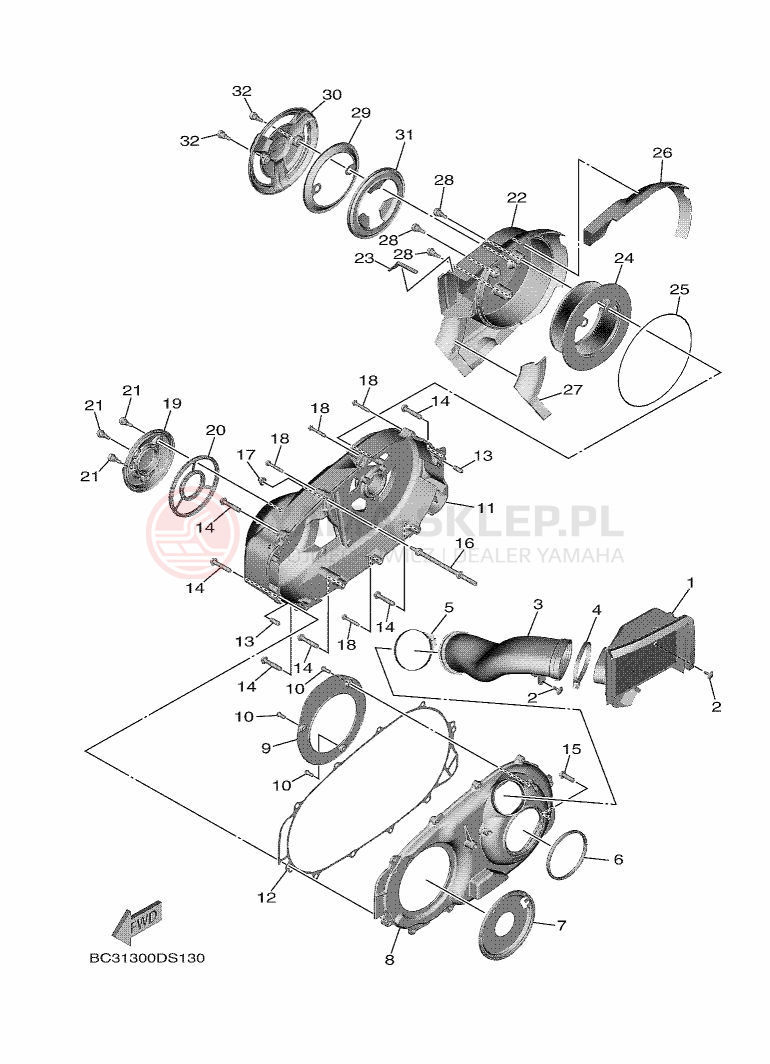 Schemat "Pokrywa silnika" do Yamaha TMAX DX ABS
