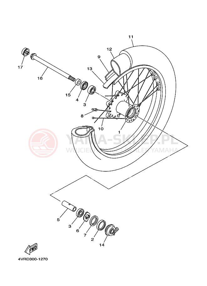 Schemat "Koło przód" do Yamaha XVS650 DRAGSTAR