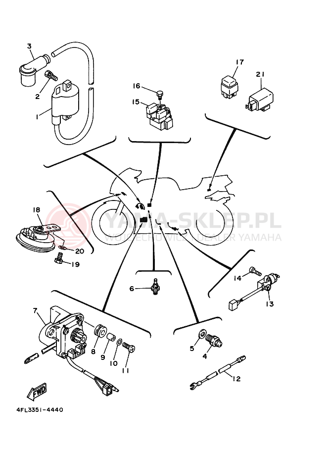 Schemat "układ elektryczny" do Yamaha TZR125