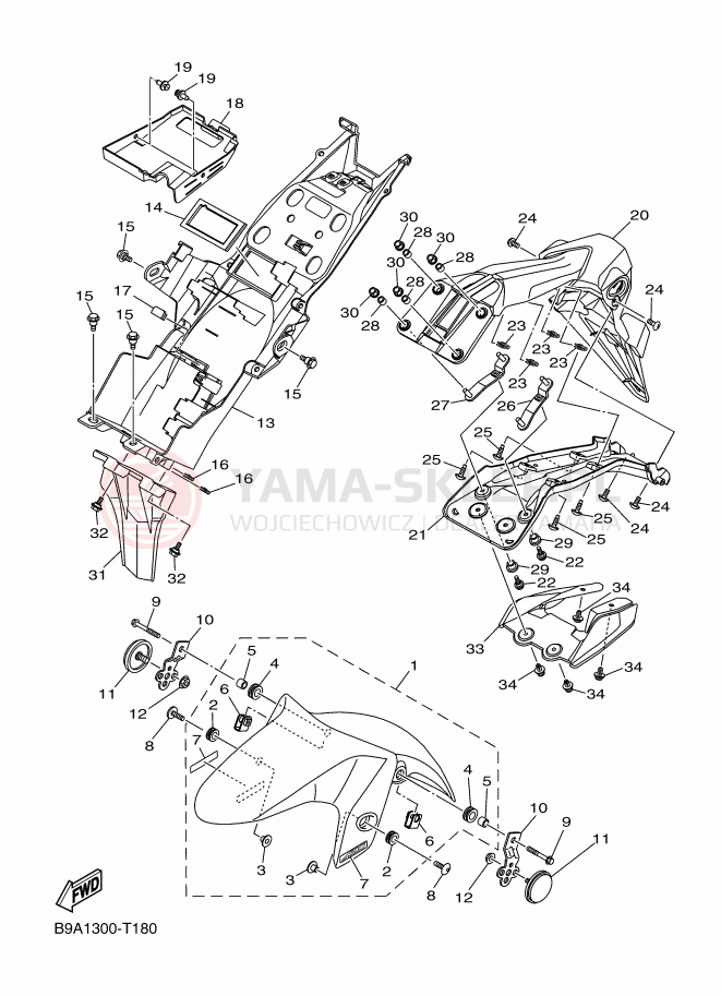 Schemat "błotnik" do Yamaha MT-03