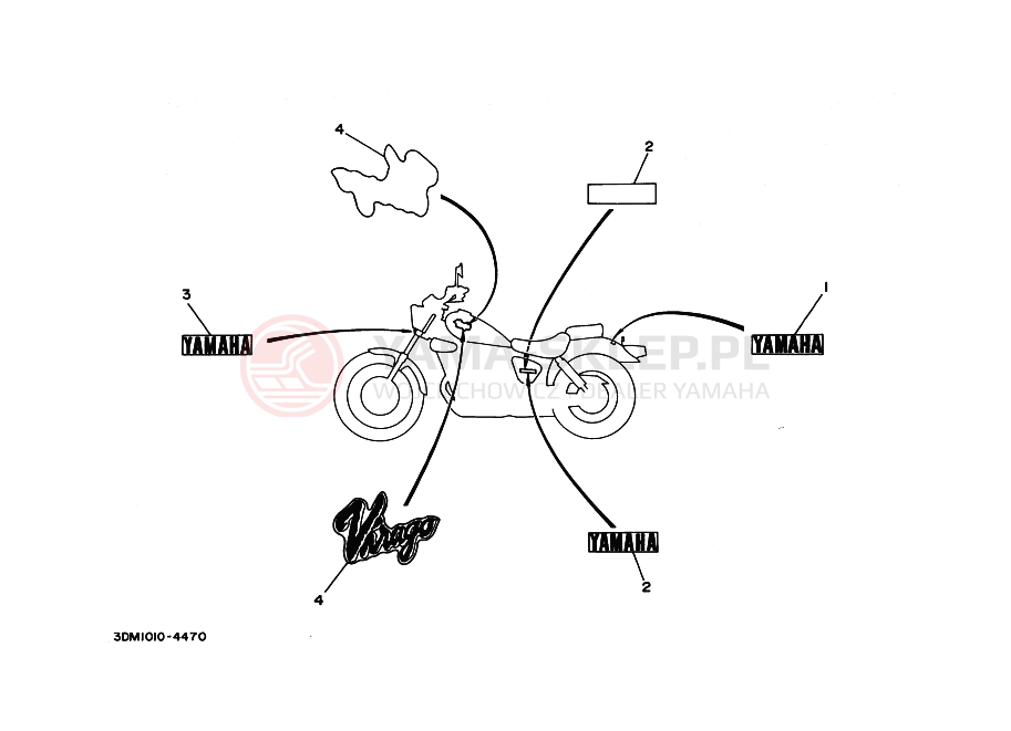 Schemat "naklejki" do Yamaha XV250 VIRAGO