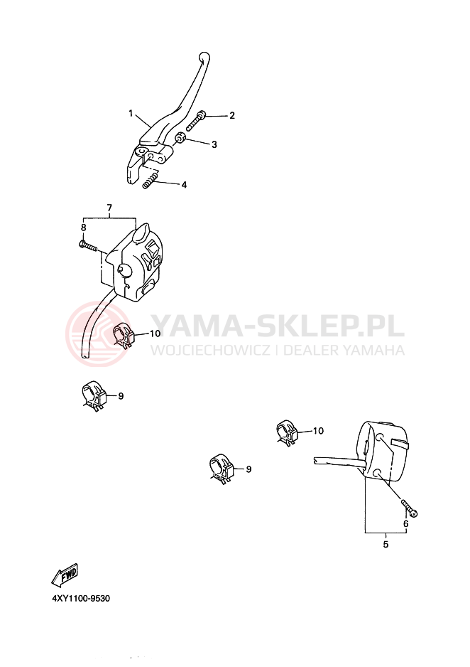 Schemat "Kierownica i osprzęt" do Yamaha XVZ13TF ROYALSTAR VENTURE
